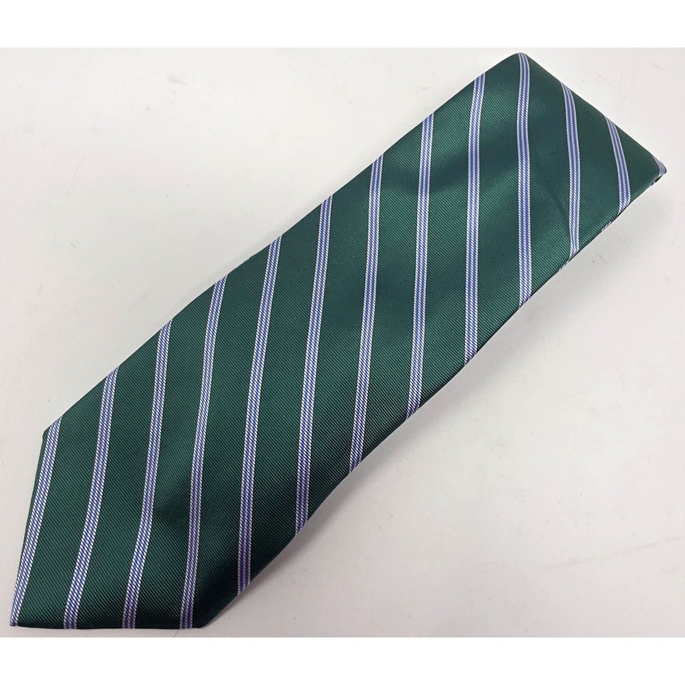 Brooks Brothers Tie Mens Green Blue Stripe USA Made Business Formal Classic 58"
